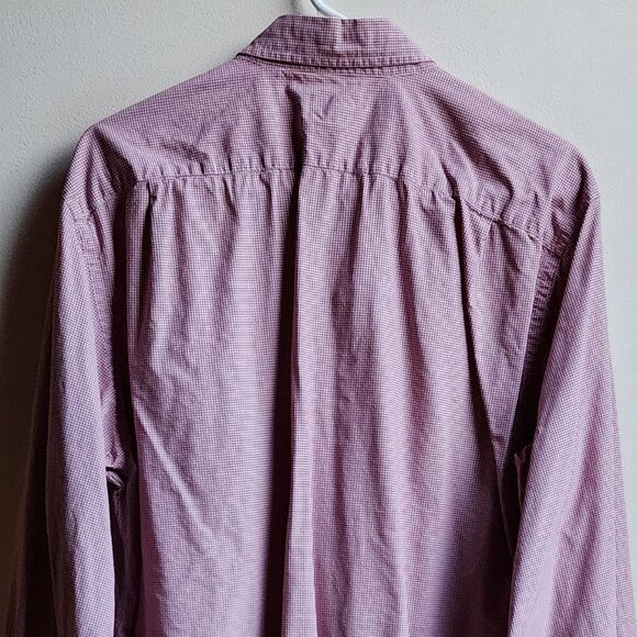 J.Crew Red/White Micro-Checked Casual Button Down Shirt Size Large - Picture 14 of 15